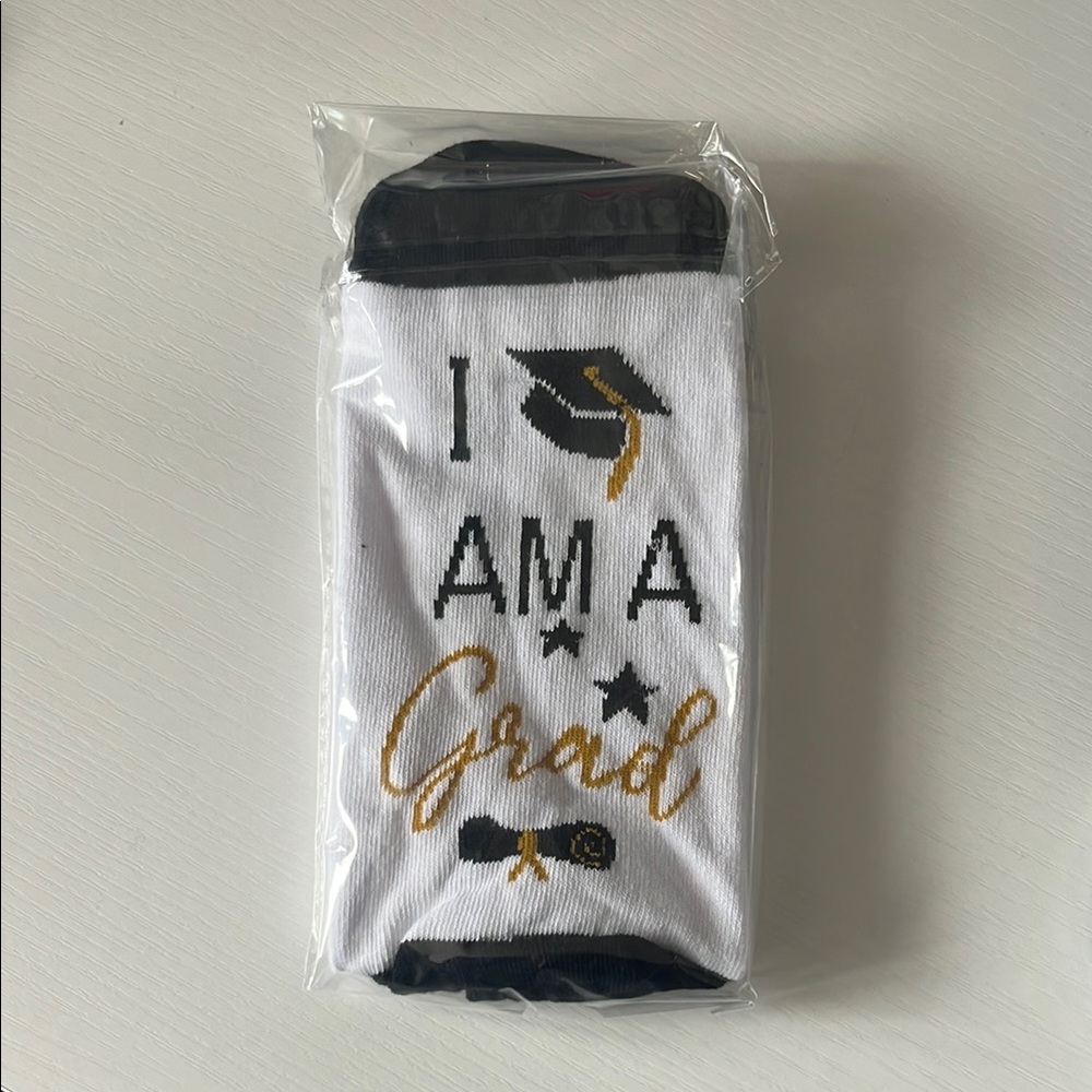 Graduation Themed Socks in White and Gold